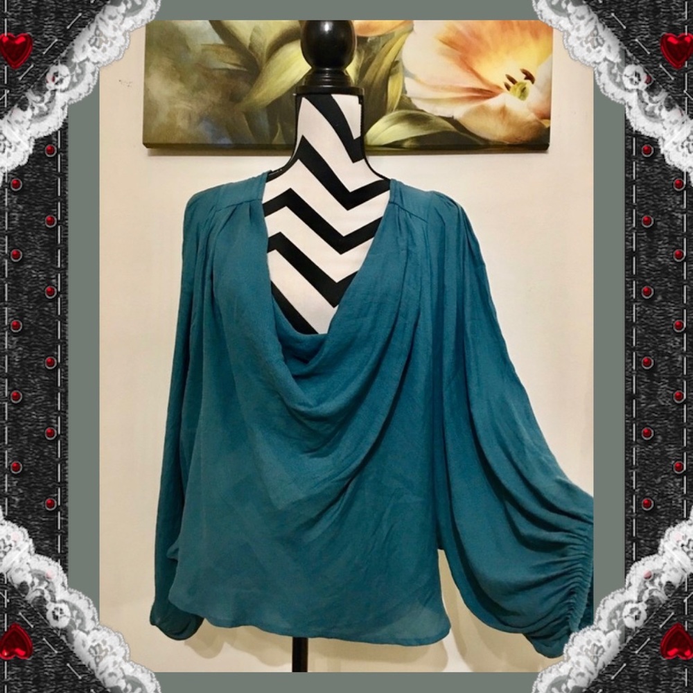 Free People Wide Balloon Sleeve Loose Fit Blouse